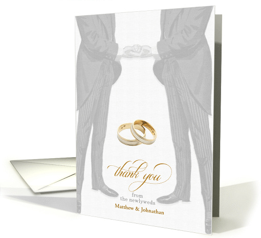 Custom Gay Wedding Thank You Two Grooms Blank card (1129018)