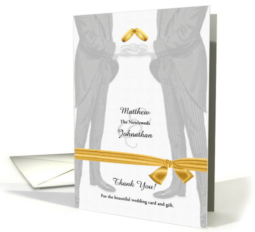 Custom Gay Wedding Thank You Two Grooms Blank card (1129018)