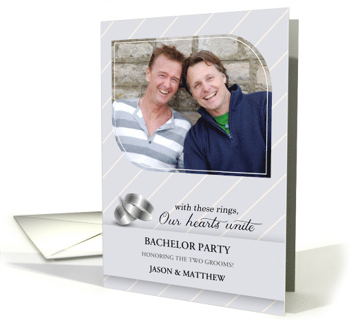 Bachelor Party Invitation Silver Pinstripes Custom Photo card