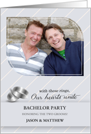 Bachelor Party Invitation Silver Pinstripes Custom Photo card