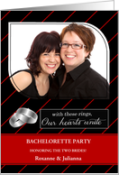 Bachelorette Party Invitation Black and Red Pinstripe Custom Photo card