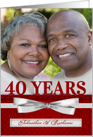 40th Ruby Wedding Anniversary Red Damask with Custom Photo card