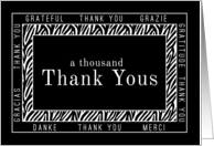 Thank You Zebra Print Trendy and Wild Animal Print Blank card