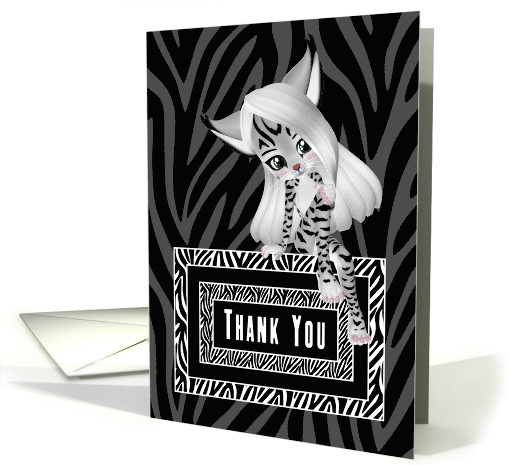 Thank You Zebra Print Cute Female Animal Girl card (1147184)