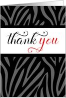 Thank You Zebra Print in Deep Hues with Red Accents card