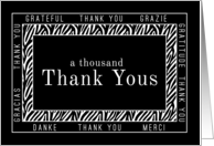 Party Thank You Zebra Print Thanks for Coming to My Party! card