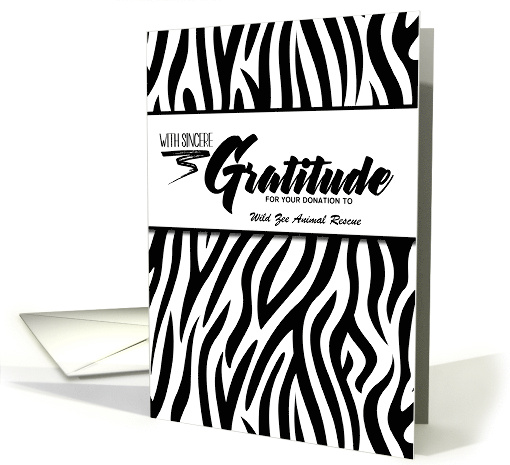 Donor Thank You in Black and White Zebra Print card (1147308)