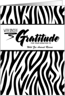 Donor Thank You in Black and White Zebra Print card