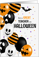 for Teacher Halloween Balloons and Polka Dots card
