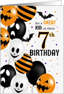 Child’s 7th Birthday on Halloween Balloons and Polka Dots card