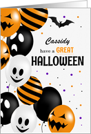 Custom Name Halloween Balloons and Polka Dots card