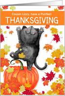 Custom Relation Thanksgiving Black Cat and Pumpkin card