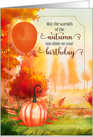 Birthday Fall Season Autumn Pumpkin and Balloon card