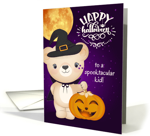 for Kids on Halloween Autumn Teddy Bear Witch card (1150128)
