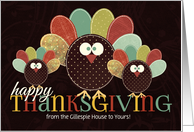 from Our House to Yours Custom Thanksgiving Patchwork Turkey card