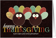 for Aunt and Uncle Custom Thanksgiving Patchwork Turkey card