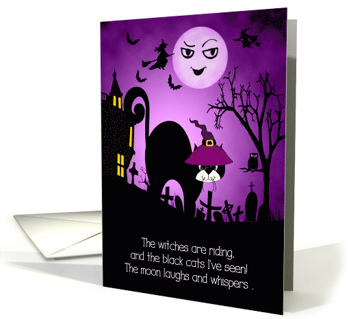 Halloween Laughing Moon and Black Cat card (1152780)