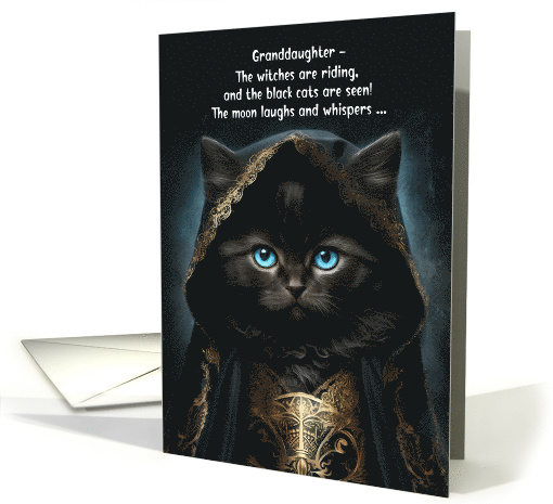 for Granddaughter Halloween Laughing Moon and Black Cat card (1152792)