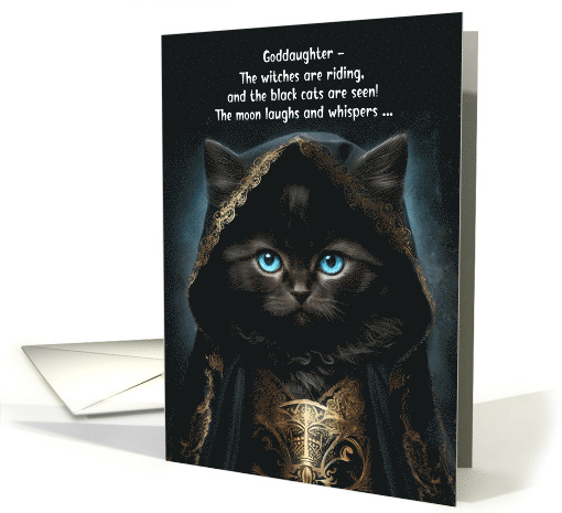 for Goddaughter Halloween Laughing Moon and Black Cat card (1152796)