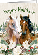 Holidays Western Horse Pair with Country Seasonal Greenery card