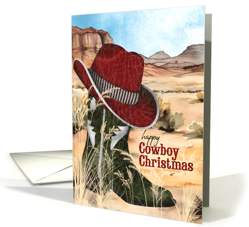 Cowboy Christmas Country Western Boot and Hat card (1157924)