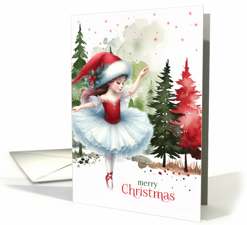 for Dance Teacher Christmas Ballerina in Red and Green card (1158042)