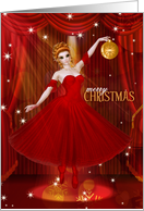 for a Ballerina on Christmas Ballet in Red and Gold card