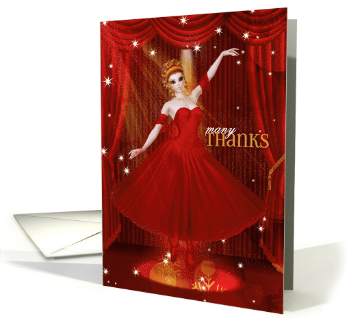 Thank You for the Gift Holiday Ballerina in Red and Gold card