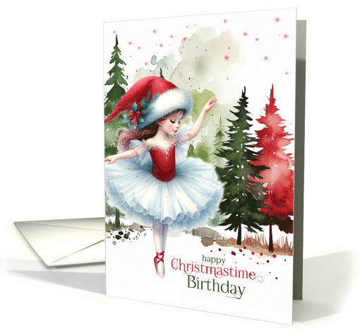 Birthday on Christmas Ballerina Dancer in Red and Gold card (1158086)