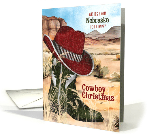 from Nebraska Cowboy Christmas County Western Boot and Hat card