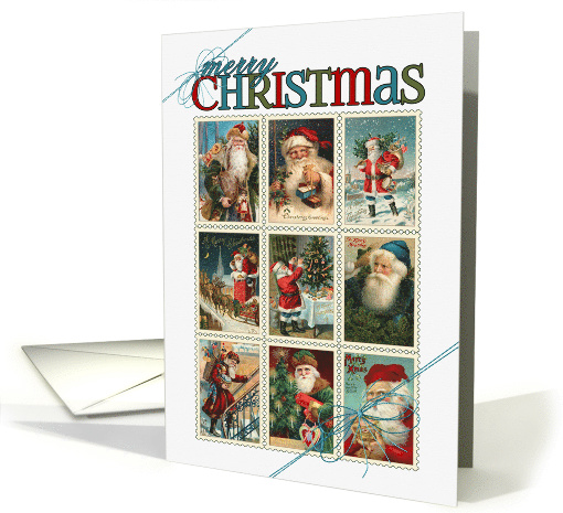 Santa Theme in Vintage Christmas Stamps card (1160794)
