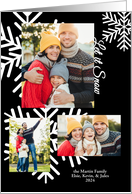 Let It Snow Black and White Snowflakes with Three Photos card