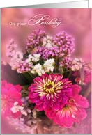 Birthday Feminine Pink Floral Bouquet card
