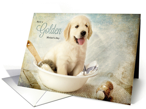 Mother's Day Golden Retriever Puppy Spa Theme card (1175166)