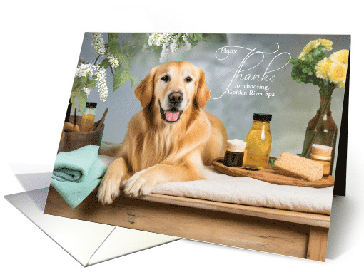 Custom Thank You Spa Professional Golden Retriever Puppy card