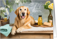 Custom Thank You Spa Professional Golden Retriever Puppy card