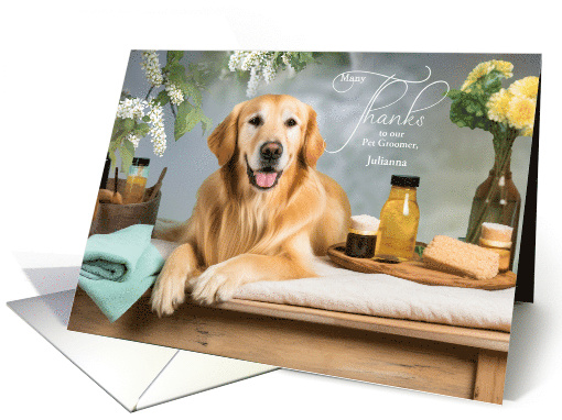 Custom Pet Groom Thank You Golden Retriever Puppy card (1175186)