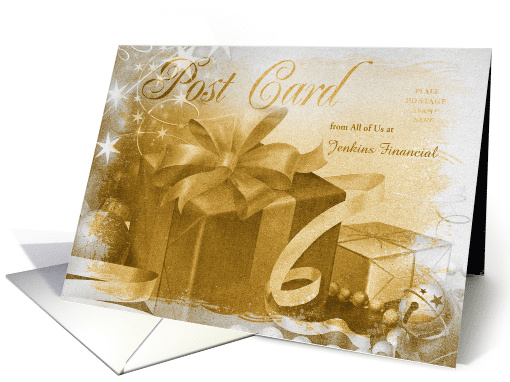 Custom Business Holiday Silver and Gold Vintage Postcard card