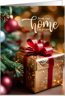 From Our House Holiday Red Green and Gold Christmas Gift card