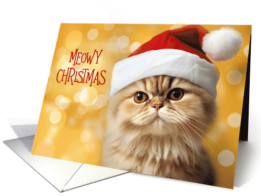 Christmas Orange Tabby Cat in a Santa Hat card (1178384)