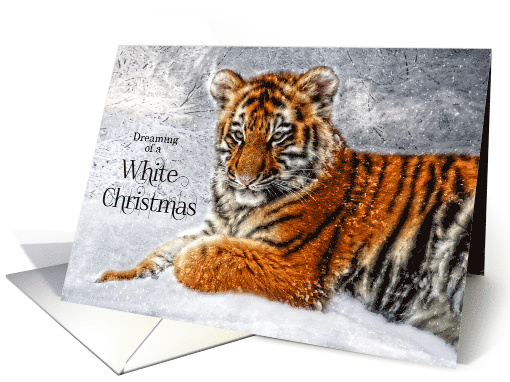 Christmas Tiger Cub in the Snow Wildlife Theme card (1184510)