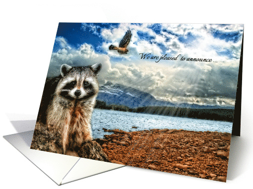 Name Change Woodland Creatures Scenic Raccoon and Hawk card (1187666)