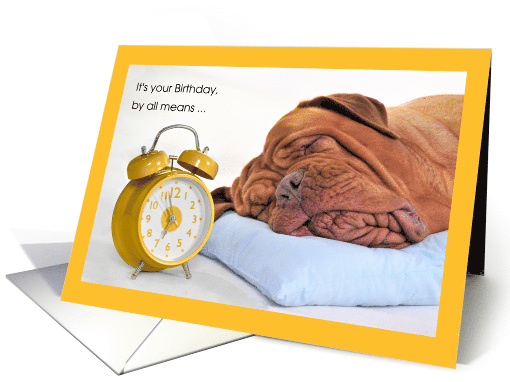 Funny Birthday Dogue de Bordeaux Dog Sleeping In card (1191630)