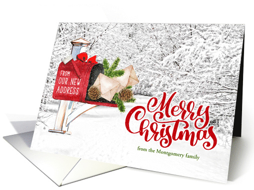 New Address Merry Christmas Winter Rural Mailbox Custom card (1192438)