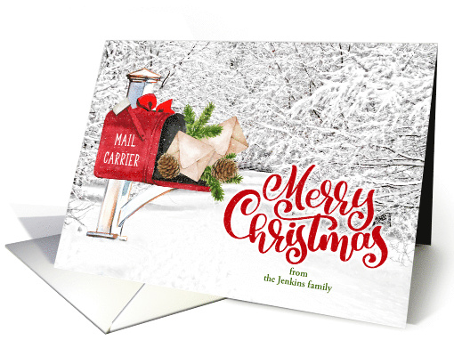 for Mail Carrier Postal Worker Christmas Winter Mailbox card (1192450)