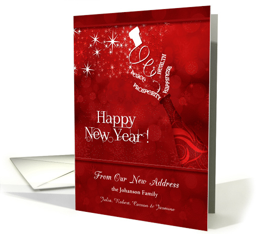 New Address Custom New Year Champagne in Red and White card (1194266)