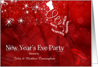 Custom New Year’s Eve Party Champagne in Red and White card