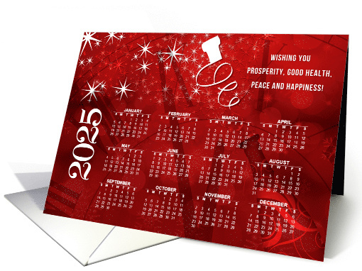 2025 Calendar Card for the New Year in Red and White card (1194304)