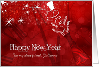 for Friend Custom New Year Champagne in Red and White card
