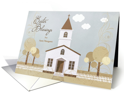 Custom Name Easter Church Illustration in Sepia Tones card (1195762)